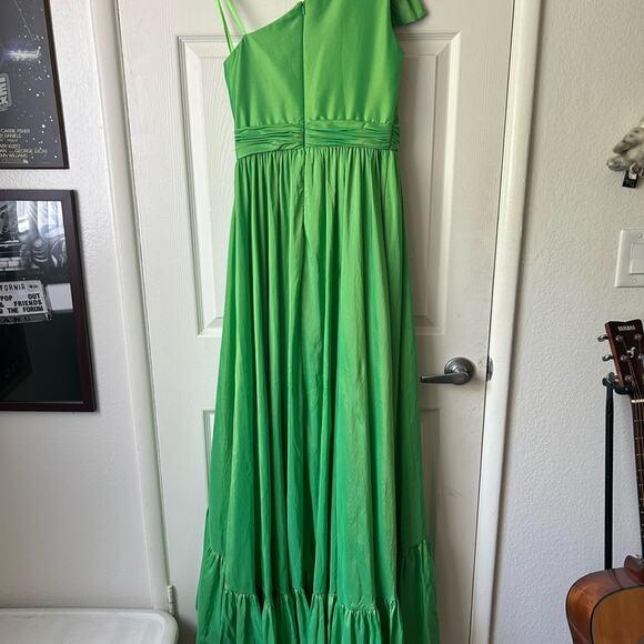 Mac Duggal Asymmetrical Bow One Sleeve Long Dress Green size 6 - Picture 14 of 14